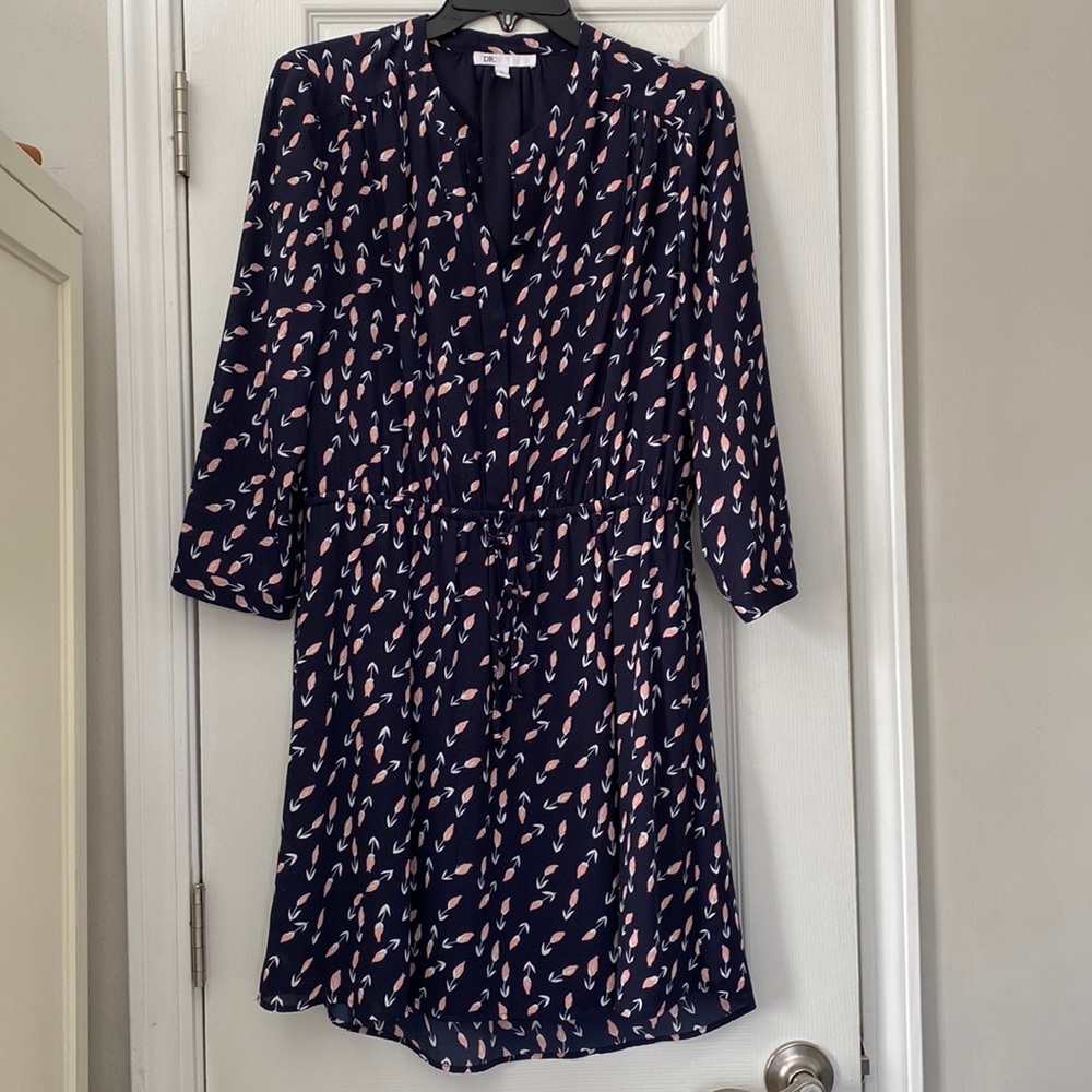 Navy Floral Long Sleeve Dress